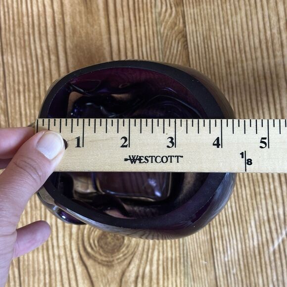 Kosta Boda Still Life Skull Candle Holder Crystal Glass Purple - Picture 10 of 12